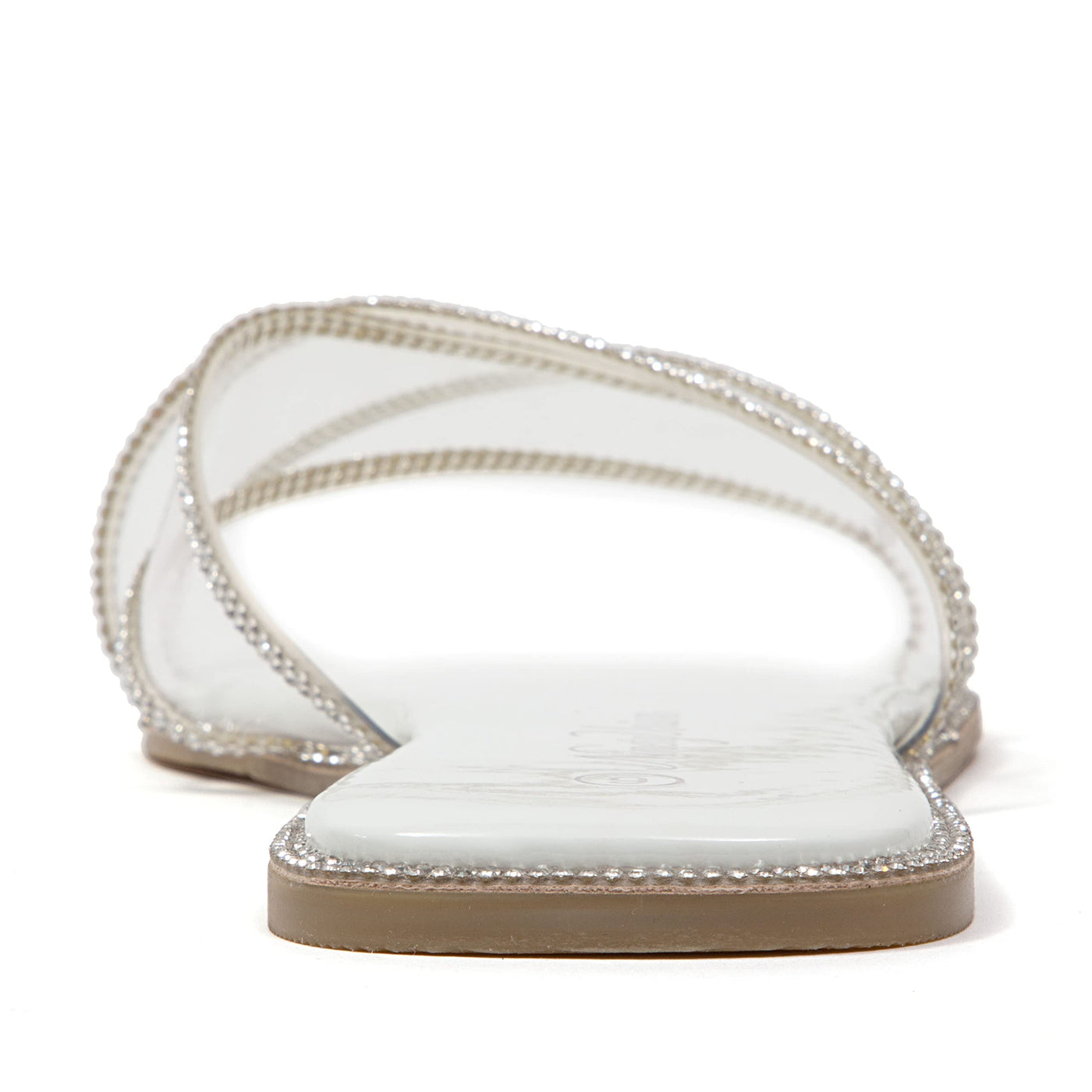 Ninety Union Atlanta Criss Cross Flat Slide With Studded Trim, White, 5