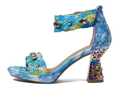 L'Artiste by Spring Step Women's Jewell Sandals, Blue Multi, 7.5-8