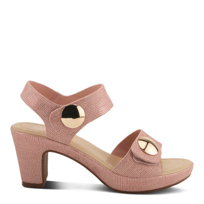 PATRIZIA Women's DADE-WOVEN Hook and Loop Sandals - Textured Faux Leather with Gold Button Accents, Adjustable Fit BLUSH EU 38 / US 7.5-8