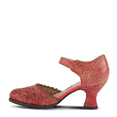 Spring Step L'Artiste Visionary Pump Shoes for Women | French Inspired Hand Painted Leather D'Orsay High Heels for Women with Ankle Strap Red EU 36 / US 5.5-6