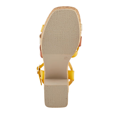 PATRIZIA Women's SANDRINE Quarter Strap Cork Platform Sandals Mustard Multi EU 40 / US 9
