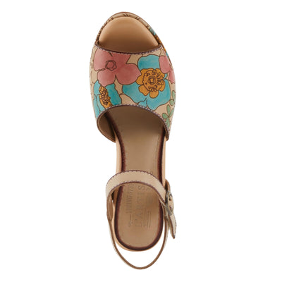 Spring Step L'Artiste Women's CAMRYN Hand-Painted Floral Peep Toe Sandals - Ankle Strap, Stylish Outsole