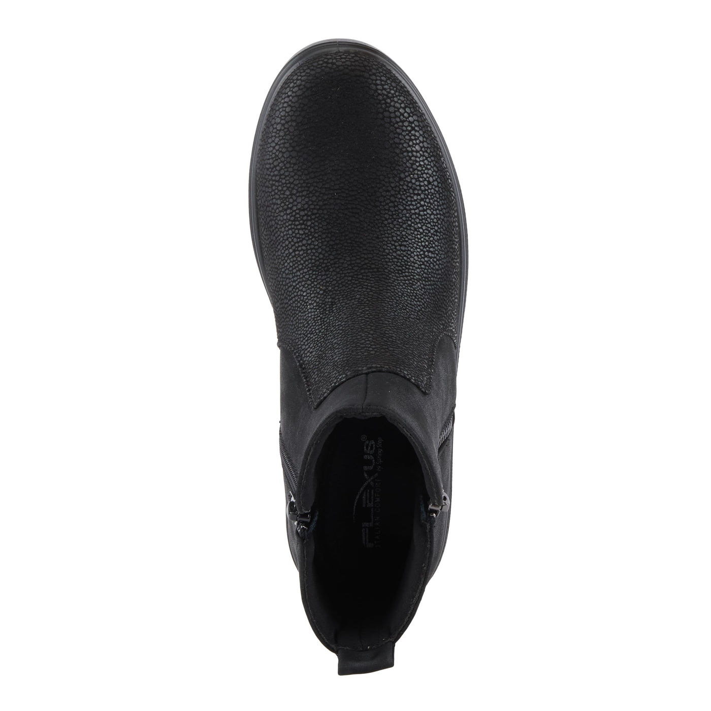 Flexus Women's YANCEY Wedge Booties with Embossed Pattern, Dual Zippers, and Comfortable Fit Black EU 39 / US 8.5
