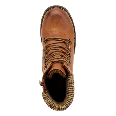 PATRIZIA Spring Step Clarris Lace-Up Booties for Women - Ladies Boots with Cozy Faux Fur Lining - Tonal Stitching Ankle Boots for Womens - Camel EU 41 / US 9.5-10