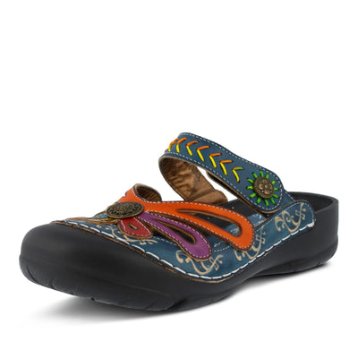 L'artiste by Spring Step Women's Copa Flat Sandal, Blue/Multi, 41 EU/9.5-10 M US