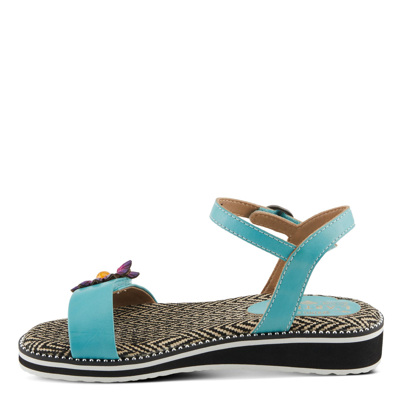 Spring Step L'Artiste Women's Tilton - Casual-Chic Hand-Painted Floral Sandals Sky Blue EU 35 / US 5