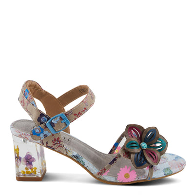 Spring Step L'Artiste Women's BREAKAWAY Floral Sandals - Dried Flower Block Heel, Hook and Loop Closure Grey Multi EU 39 / US 8.5