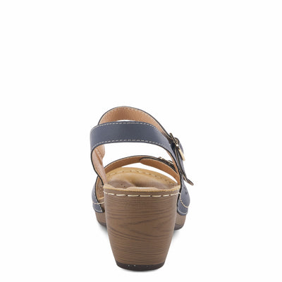 PATRIZIA Spring Step Shantay Wedge Sandals for Women - Ladies Sandals with Ankle Strap Buckle Closures - Womens Casuals Sandals for Outdoor - Navy EU 36 / US 5.5-6