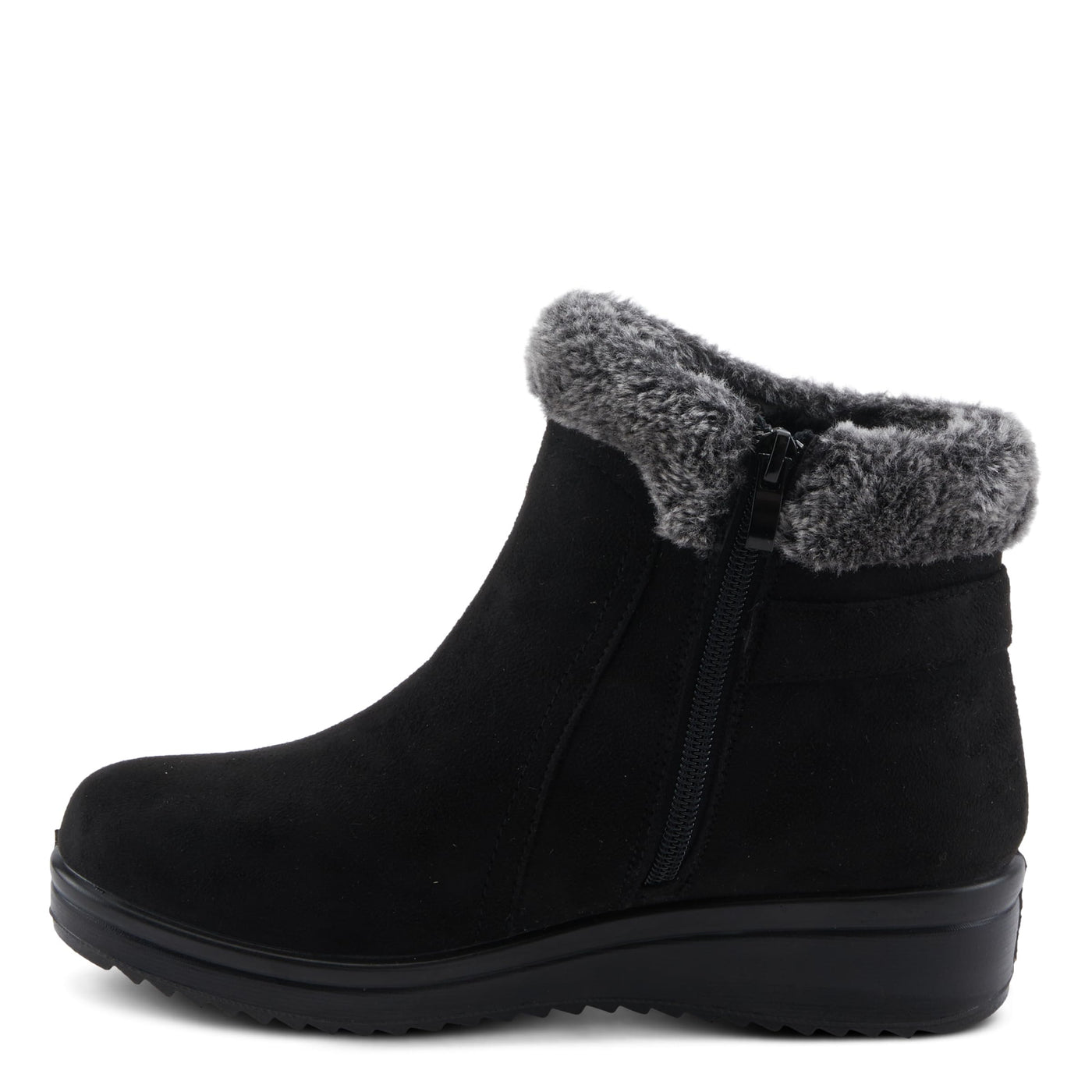 Flexus Santuzza Women's Waterproof Microsuede Bootie with Faux Fur, Flexible Sole, Decorative Buckle, and Zipper Closure – Vegan-Friendly, Cold Weather Comfort