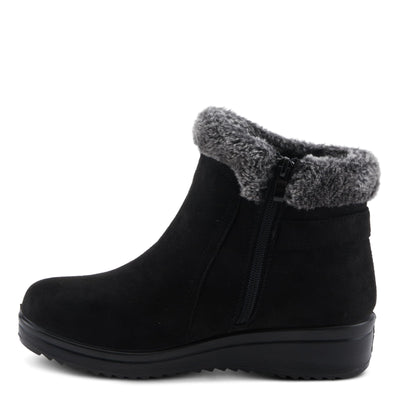 Flexus Santuzza Women's Waterproof Microsuede Bootie with Faux Fur, Flexible Sole, Decorative Buckle, and Zipper Closure – Vegan-Friendly, Cold Weather Comfort