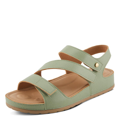 PATRIZIA Women's AREZA Asymmetrical Slingback Flat Sandals Olive Green EU 36 / US 5.5-6