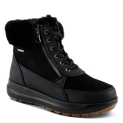 Flexus Women's BURRELL Lace-Up Platform Booties with Faux Fur Lining, Zipper Closure, and Cozy Design