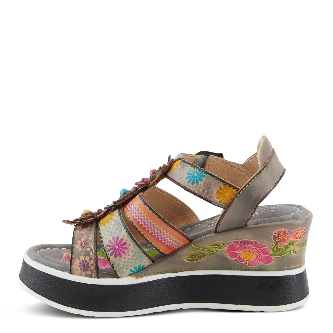 Spring Step L'Artiste Women's FloralBloom - Hand-Painted Lightweight Athleisure Sandals