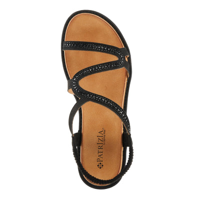 PATRIZIA Women's ZIGGED Zigzag Rhinestone Platform Stretch Back Sandals Black EU 38 / US 7.5-8