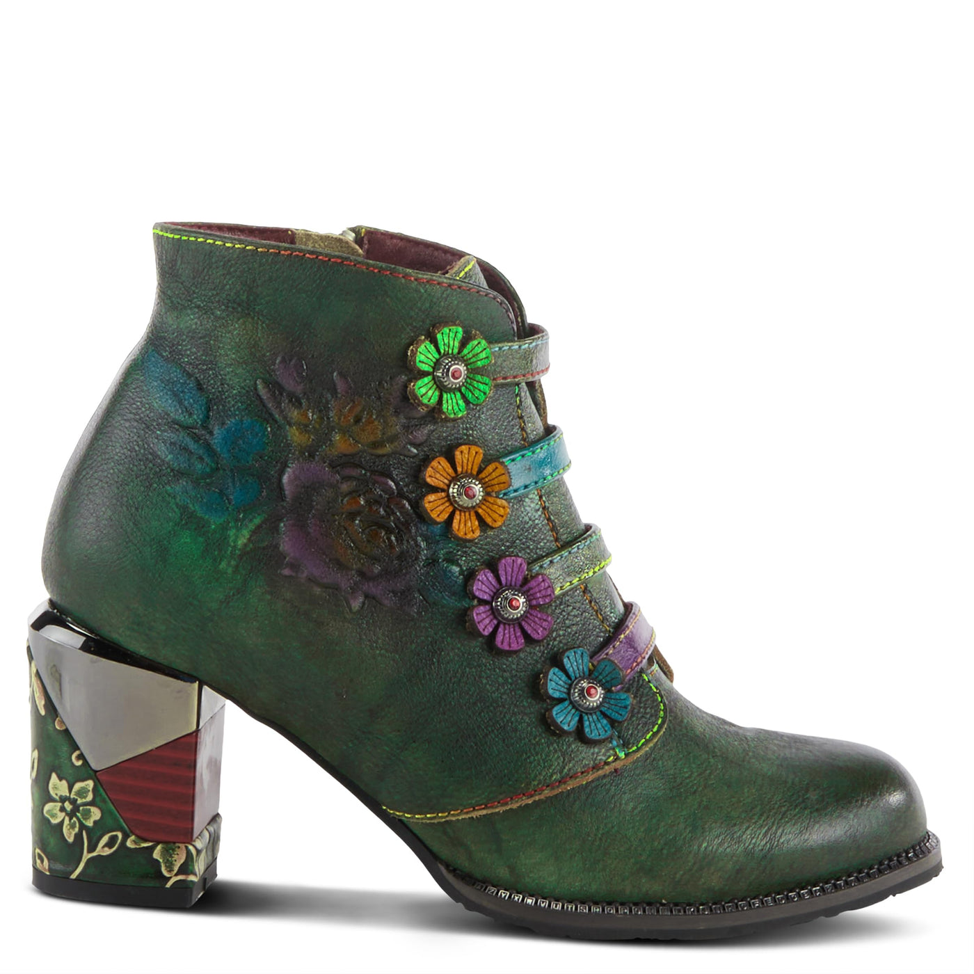 Spring Step L'Artiste Women's Maleeka Leather Mid Calf Boot Green Multi EU 37 / US 6.5-7
