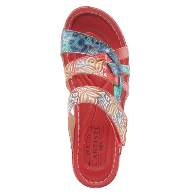 Spring Step L'Artiste Women's Caiman Slide Sandal Red Multi EU 39 / US 8.5