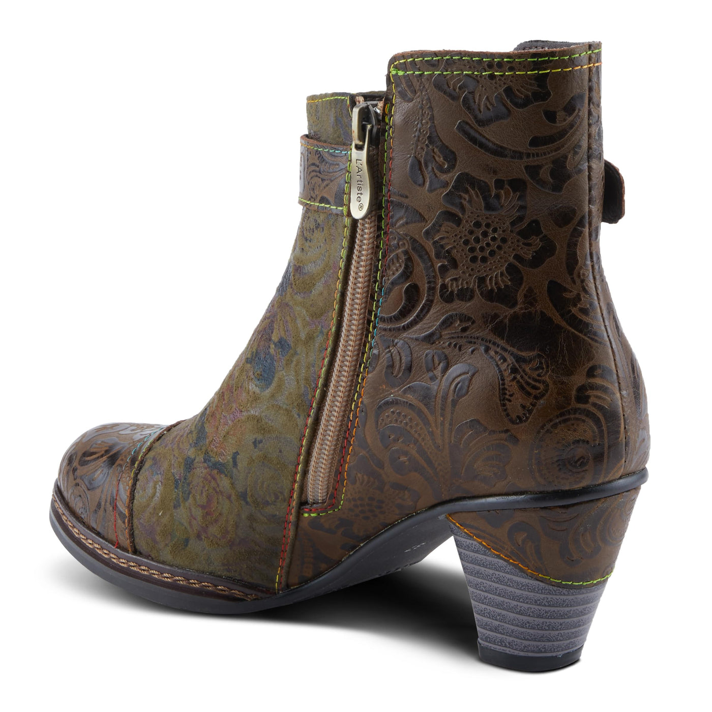 L'Artiste by Spring Step Women's Antilles Boho Booties, Olive Green, 11