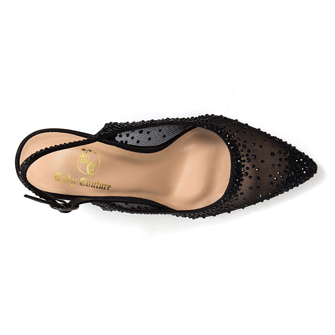 Lady Couture Lola Embellished Pointed Toe Slingback Pump, Black, 10