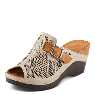 Spring Step MOMELLE Women's Perforated Leather Wedge Slide Sandals - Chic Style, Comfortable Elegance Beige Multi EU 38 / US 7.5-8