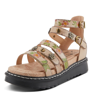 Spring Step L'Artiste Women's Selyse Flatform Sandals - Adjustable Straps, Hand-Painted Floral Artistry Black Multi EU 42 / US 10.5-11