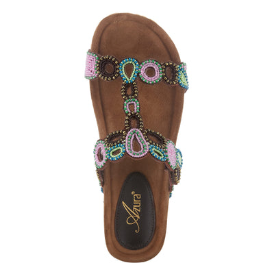 Azura Women's Hopscotch Slide Sandal, Brown Multi, 9.5-10