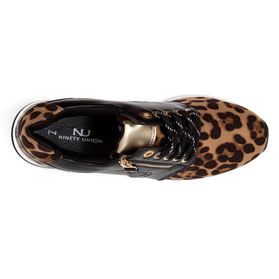 Lady Couture Leopard Print Wedge Sneaker, Ultra Black 6