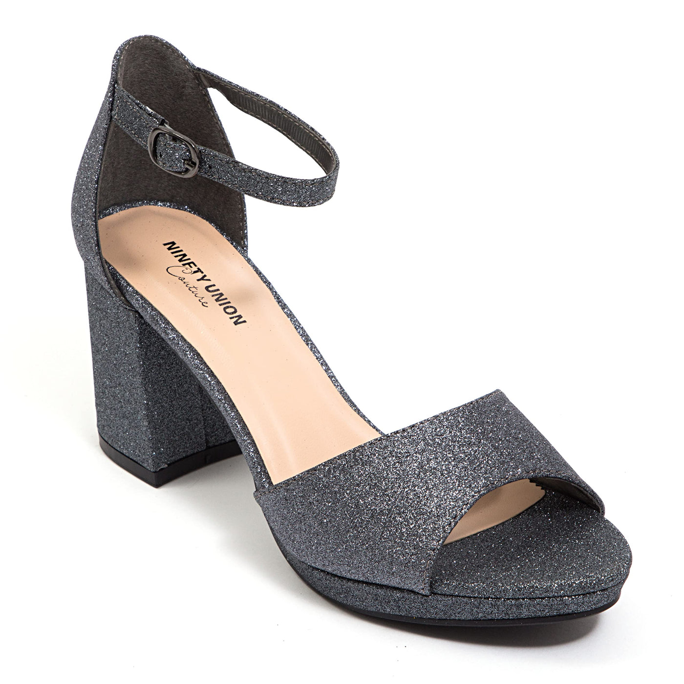 Ninety Union Jazzy Glitzy Open Till Close Back Sandal, Pewter, 10