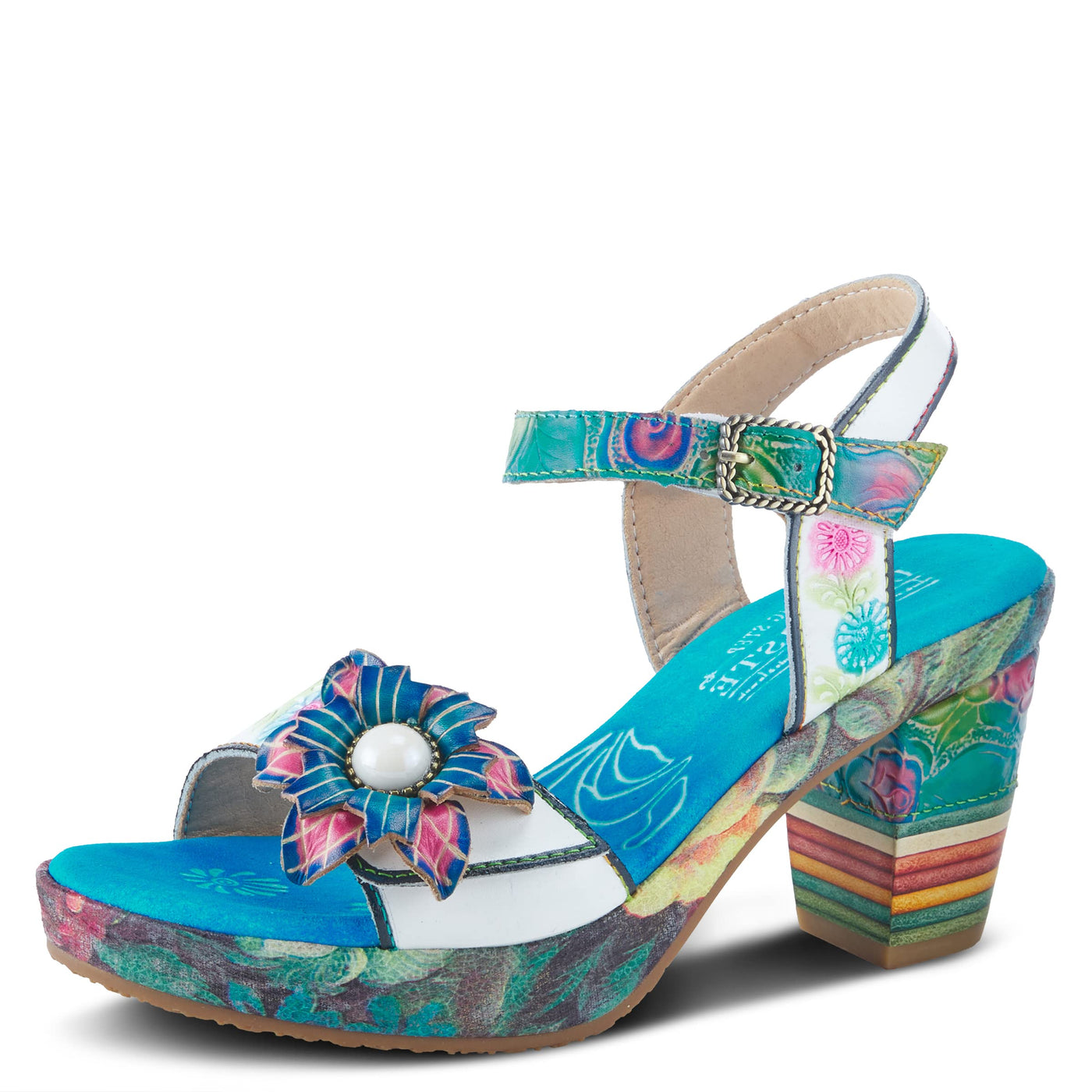 Spring Step L'Artiste Women's Leilanie Quarter Strap Sandal White Multi EU 36 / US 5.5-6