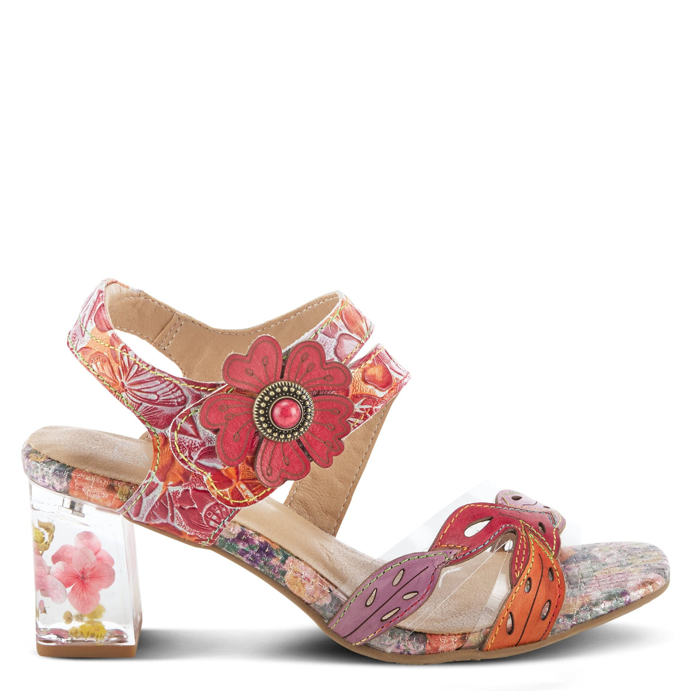 Spring Step L'Artiste Women's Caselle Quarter Strap Sandal Red Multi EU 41 / US 9.5-10