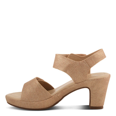 PATRIZIA Women's DADE-WOVEN Hook and Loop Sandals - Textured Faux Leather with Gold Button Accents, Adjustable Fit LIGHT TAN EU 39 / US 8.5