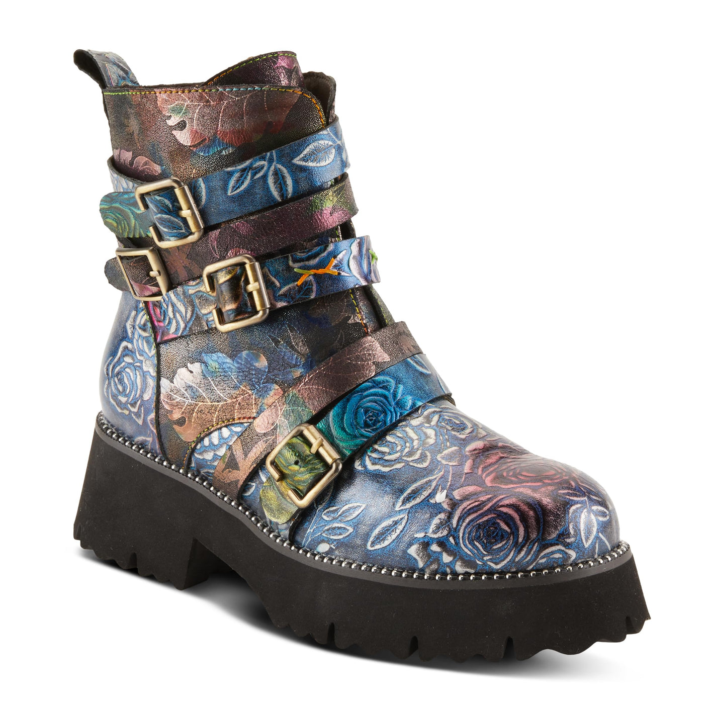 Spring Step L'Artiste Women's Rosaleen Leather Bootie Blue Multi EU 36 / US 5.5-6