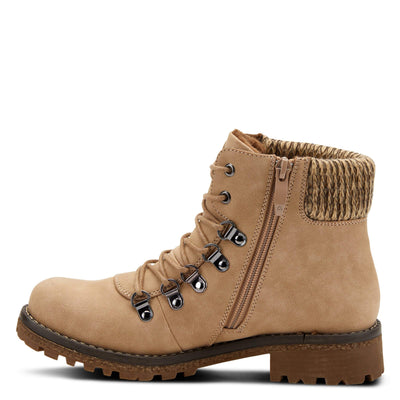 PATRIZIA Spring Step Clarris Lace-Up Booties for Women - Ladies Boots with Cozy Faux Fur Lining - Tonal Stitching Ankle Boots for Womens - Beige EU 41 / US 9.5-10