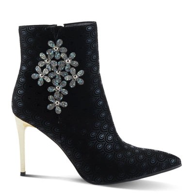 Azura Women's LUMINOUS Stylish Ankle Booties with Shimmer Finish, Comfortable Block Heel, and Zipper Closure Black EU 38/ US 7.5-8