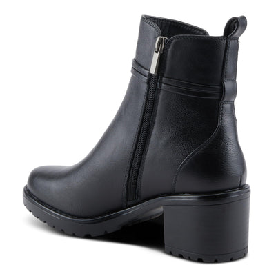 PATRIZIA Women's BRIGGS Heeled Booties with Burnished Finish, Decorative Laces, and Zipper Closure Black EU 38/ US 7.5-8