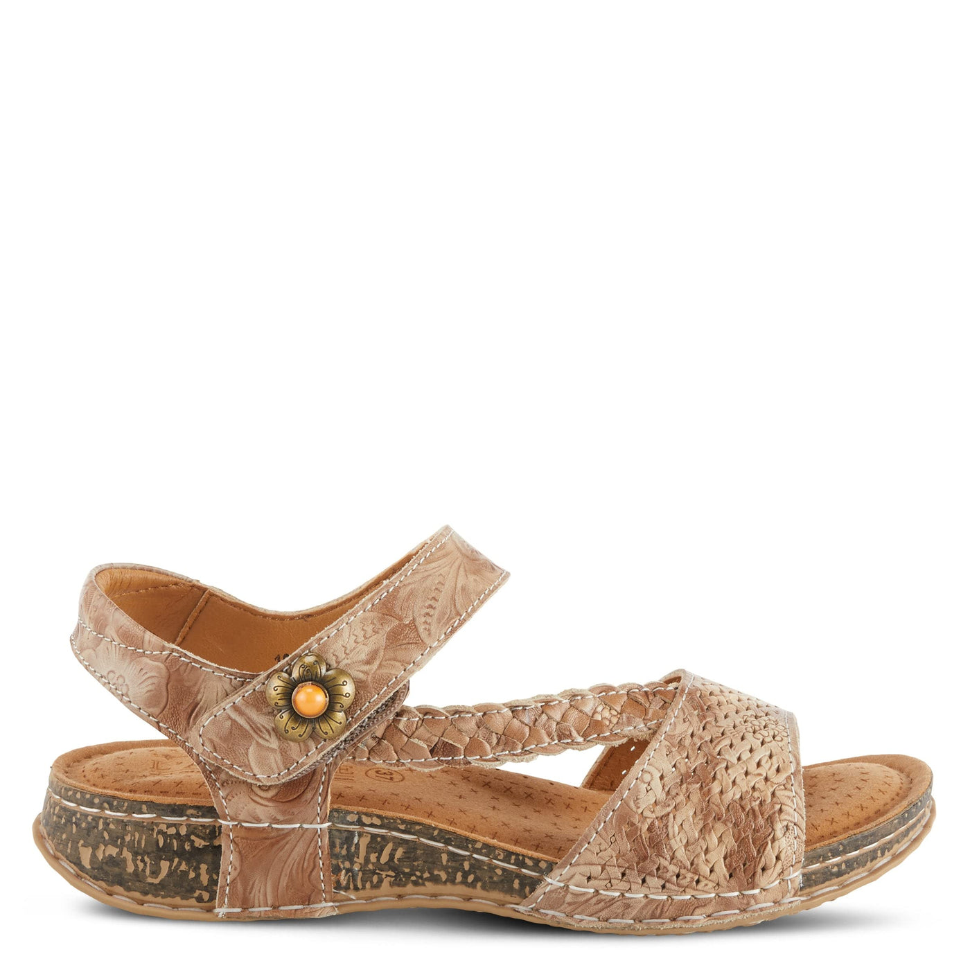 Spring Step L'Artiste Popular Sandals for Women - Ankle Strap Sandal with Hook & Loop - Hand Painted Ladies Sandals for Womens - Grey EU 35 / US 5