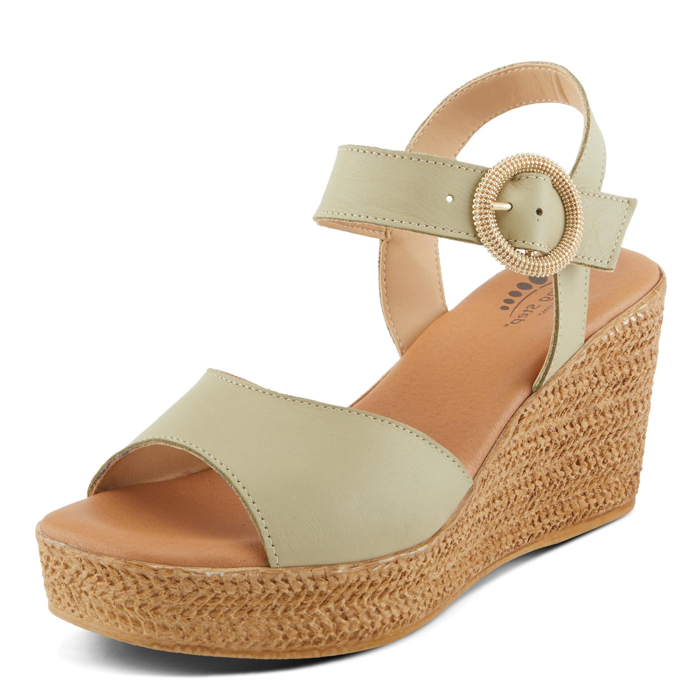 Spring Step ISOLA Women's Wedge Sandals - Secure Buckle Closure, Cushioned Footbed, Luxurious Leather Upper Sage Green EU 37 / US 6.5-7