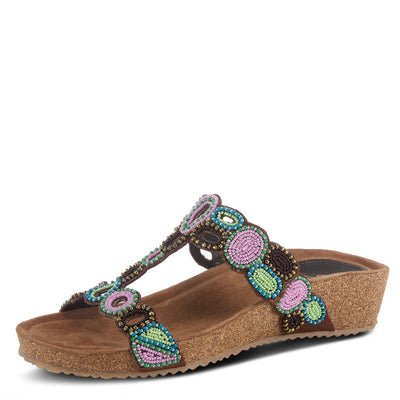 Azura Women's Hopscotch Slide Sandal, Brown Multi, 5.5-6