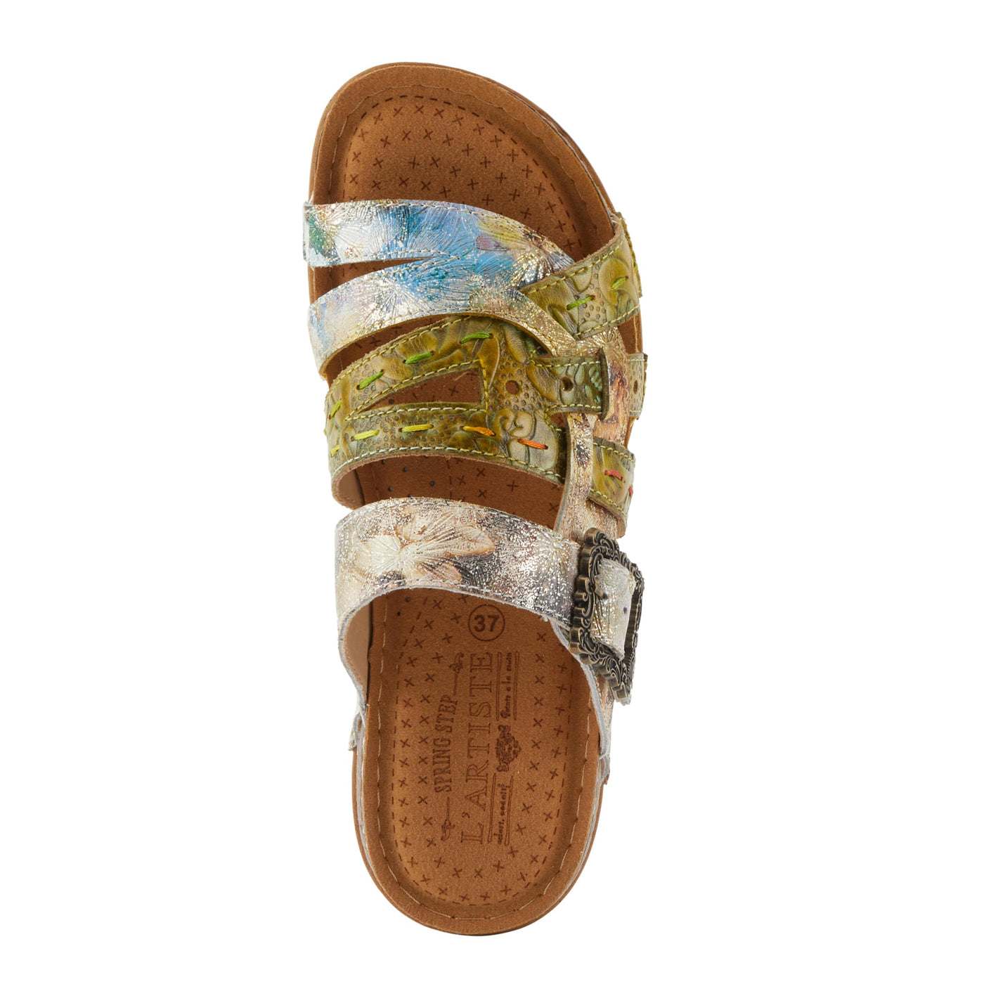 L'Artiste by Spring Step Women's Calamityjay Sandal, Olive Multi, 8.5