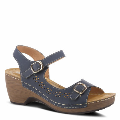 PATRIZIA Spring Step Shantay Wedge Sandals for Women - Ladies Sandals with Ankle Strap Buckle Closures - Womens Casuals Sandals for Outdoor - Navy EU 36 / US 5.5-6