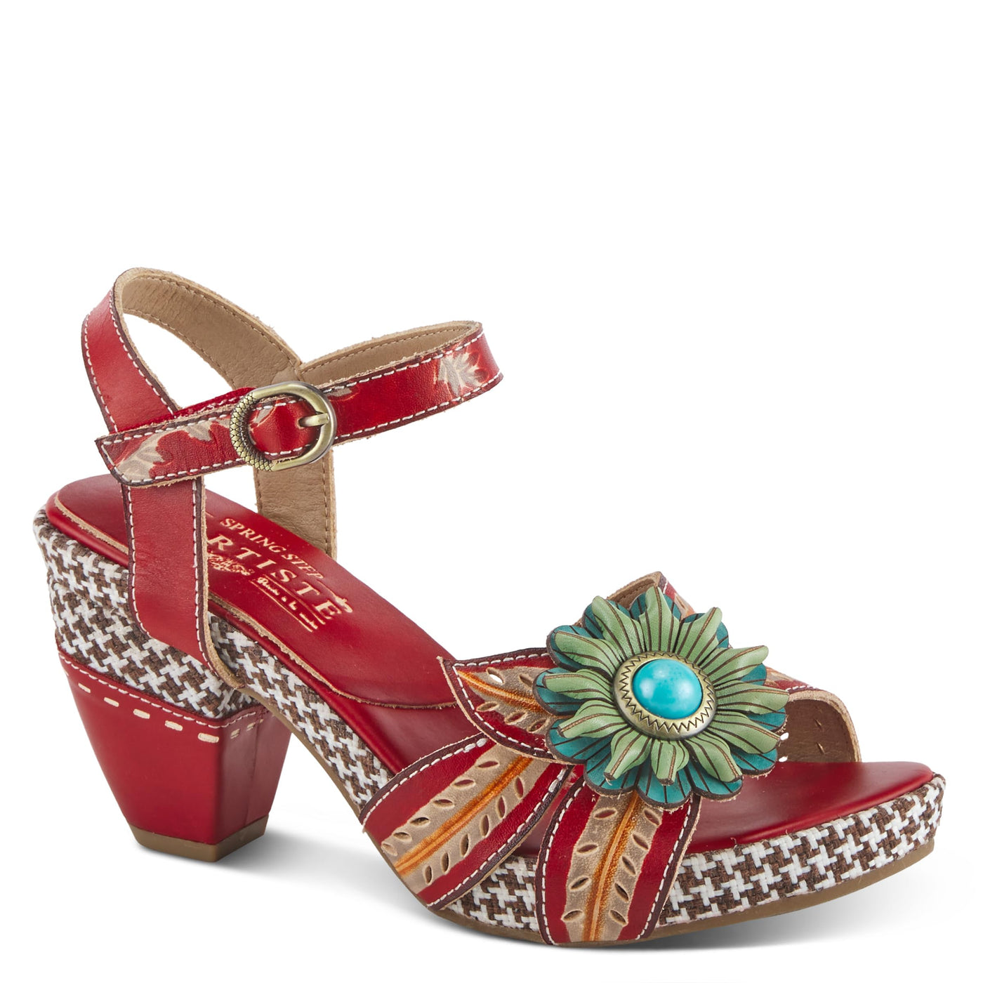 Spring Step L'Artiste Women's Astarr Ankle Strap High Heel Sandal Red Multi EU 39 / US 8.5