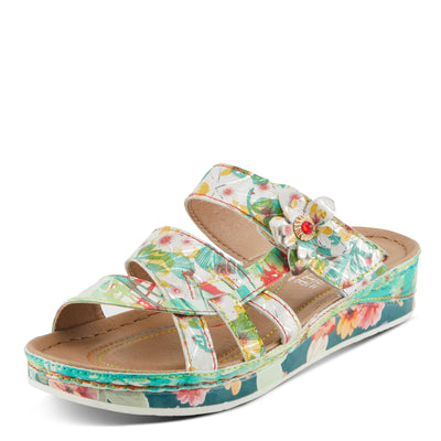 Spring Step L'Artiste Women's CAIMANALA Floral Slide Sandals with Adjustable Closure Mint Green Multi EU 37 / US 6.5-7