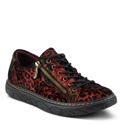 Spring Step L'Artiste Danli-Cheeta Snakers for Women - Animal Print Girls Sneaker - Ladies Fashion Snakers with Zipper and Adjustable Laces - Red Multi EU 35 / US 5