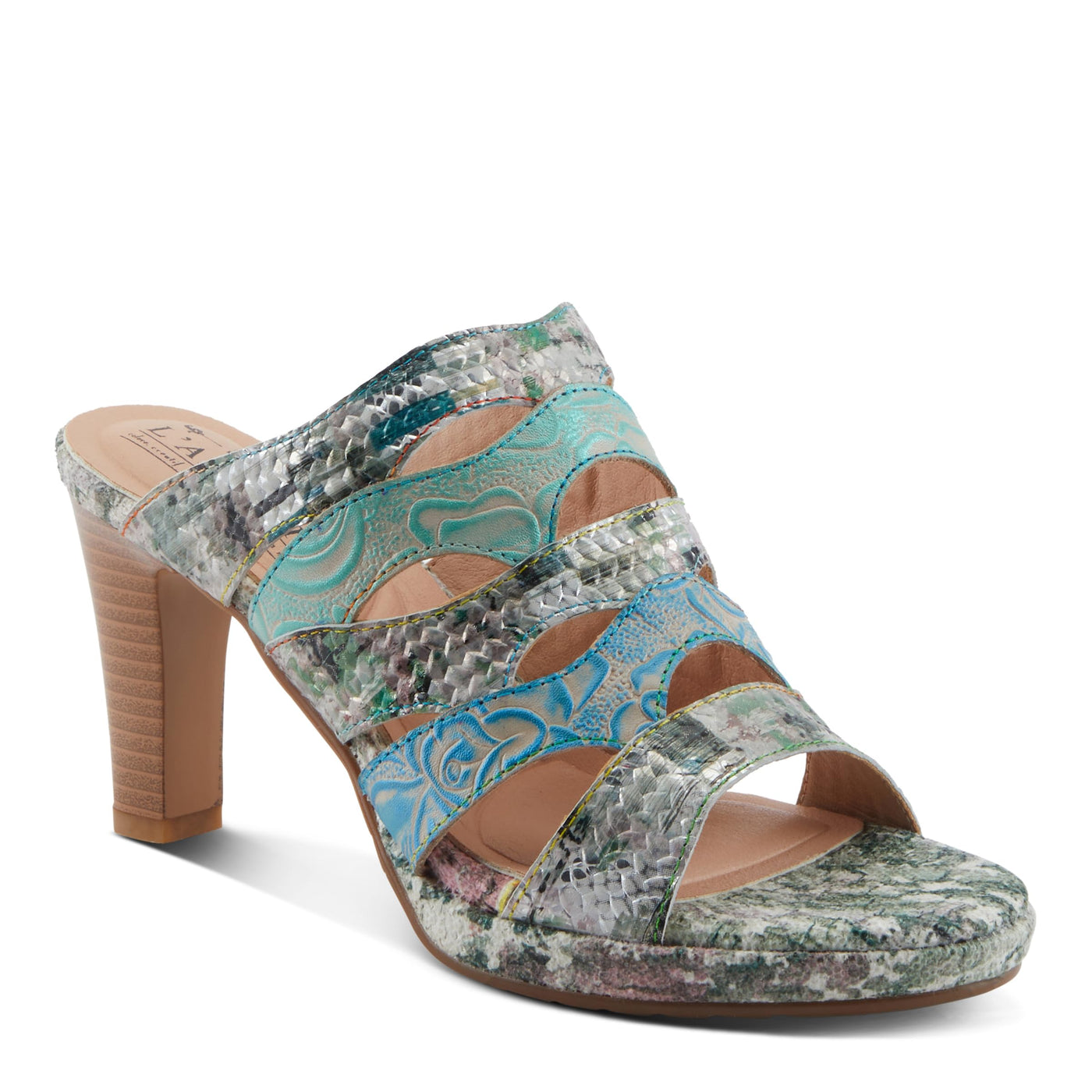 L'Artiste by Spring Step Women's Aurielle Sandal, Mint Multi, 10.5-11