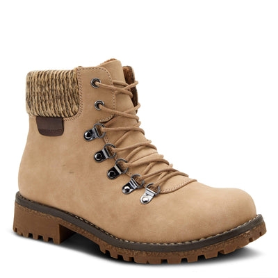 PATRIZIA Spring Step Clarris Lace-Up Booties for Women - Ladies Boots with Cozy Faux Fur Lining - Tonal Stitching Ankle Boots for Womens - Beige EU 41 / US 9.5-10