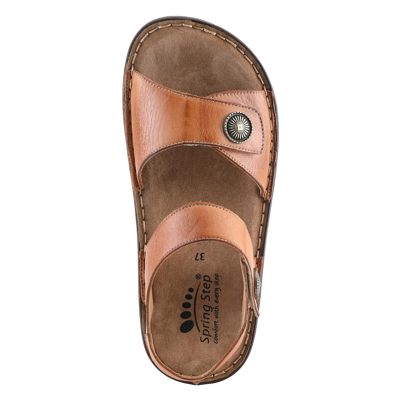 Spring Step Women's Toca Leather Quarter Strap Wedge Sandal with Adjustable Hook and Loop Closures Quarter Strap Tan EU 40/9