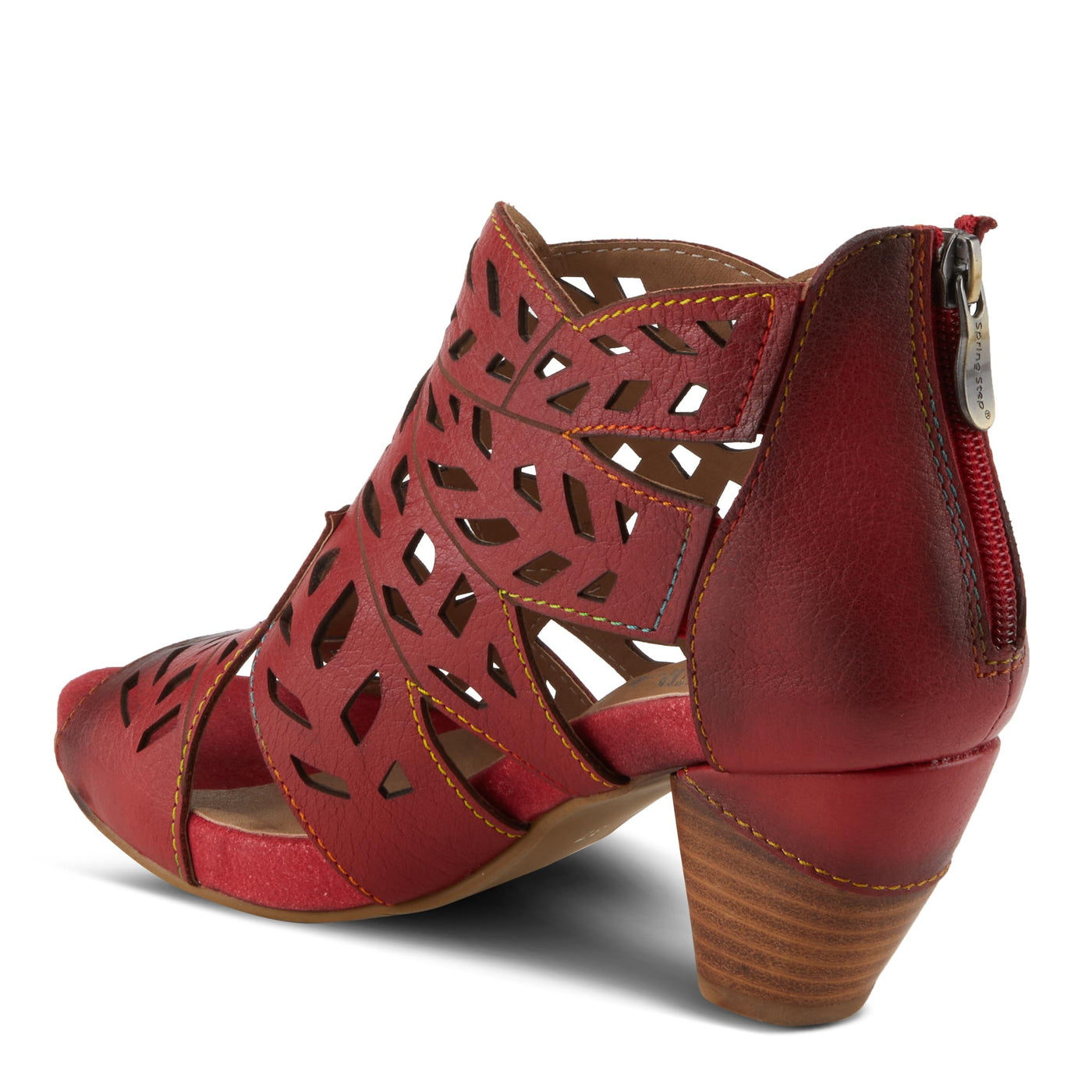 Spring Step L'Artiste Icon Sandals for Women - Ladies Casual Flats Platform Sandal - Hand Painting Summer Shoes for Womens - Red EU 36 / US 5.5-6