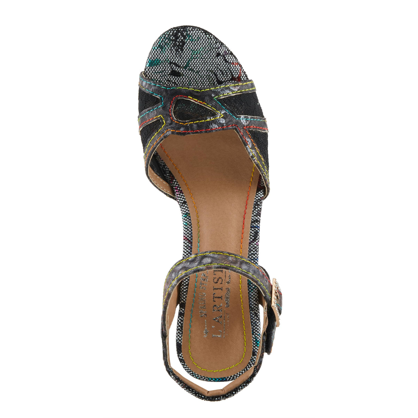 Spring Step L'Artiste Women's CHATEL Open-Toe Sandals - Classic Elegance with a Contemporary Twist Black Multi EU 37 / US 6.5-7