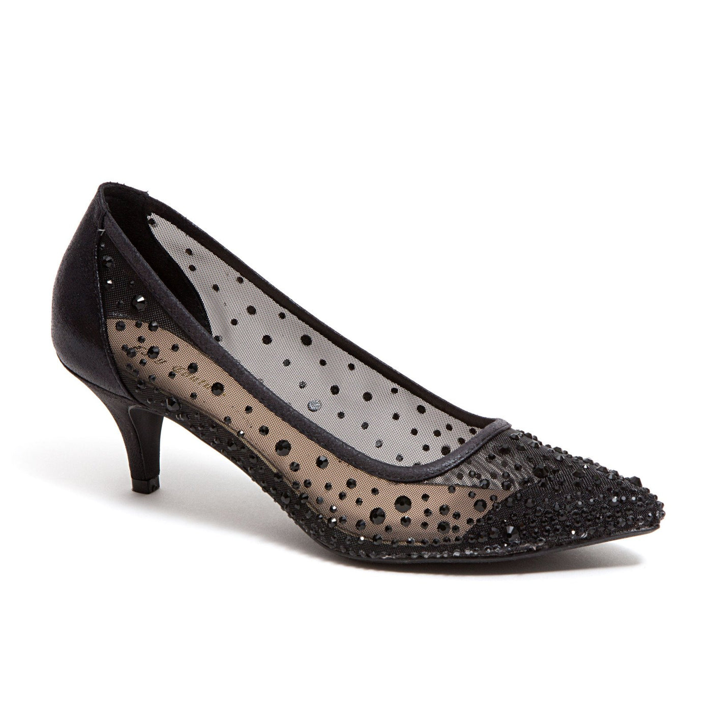 Lady Couture Rhinestone Mesh Dressy Shoes, Silk Black 43