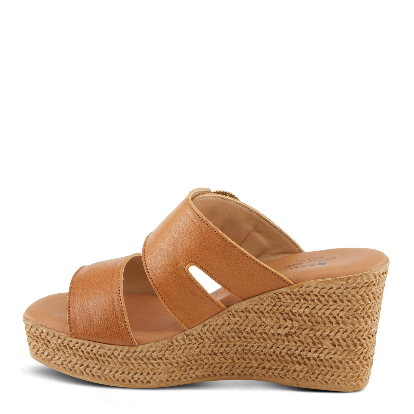 Spring Step MARES Women's Wedge Slip-On Sandals - Chic Buckle Detail, Dual Leather Straps, Comfortable Footbed, Platform for Added Height Camel EU 38 / US 7.5-8