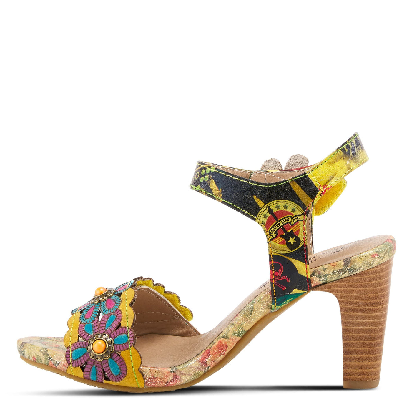 Spring Step L'Artiste Women's Gardena Quarter Strap Sandal Yellow Multi EU 40 / US 9